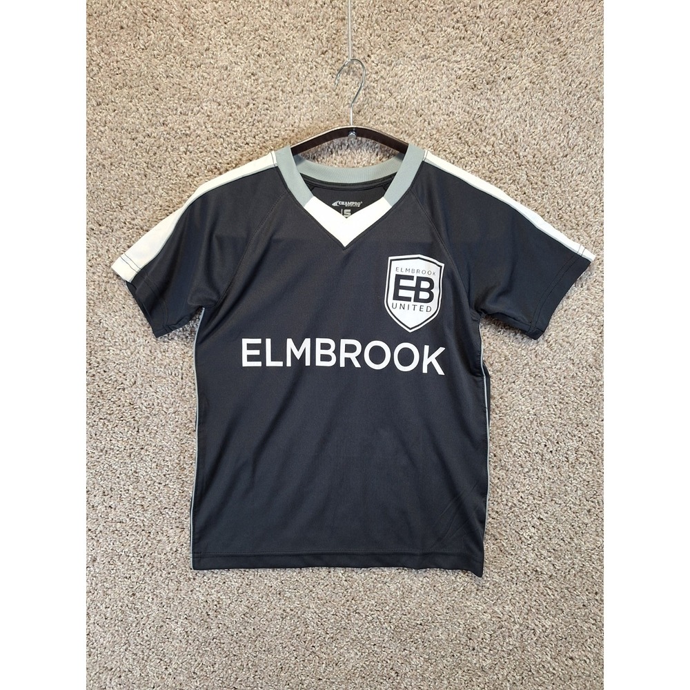 Champro Sports EB Elmbrook‎ Soccer #5 Jersey Youth Small Black Printed V Neck